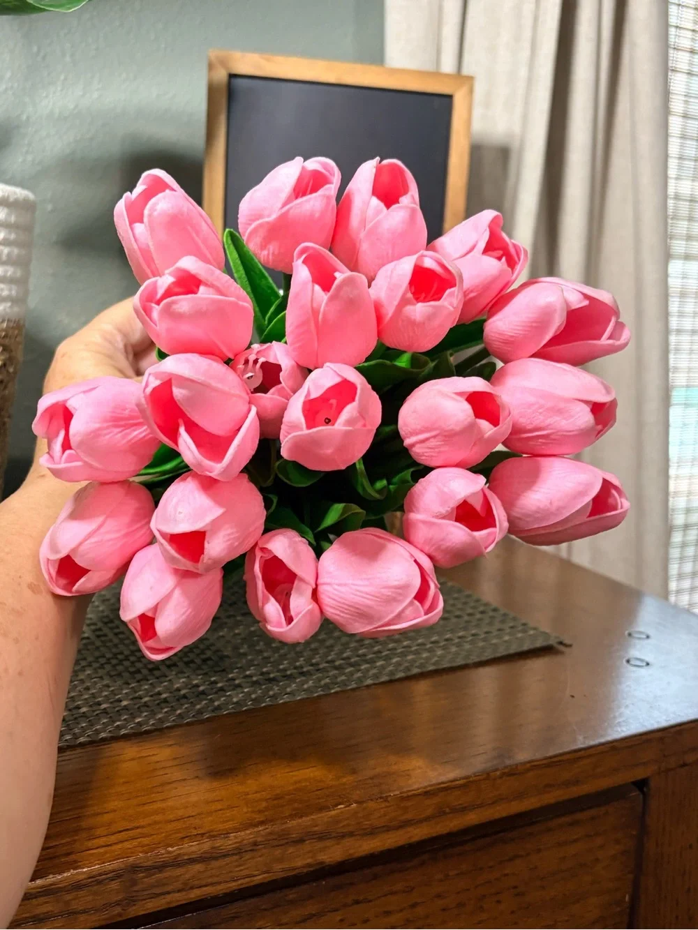 Pink Tulip Arrangement Bunny Metal Milk Can Vase Easter Spring Decor